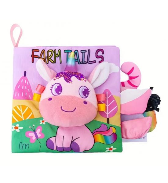 Тактильна книга-шуршалка з піщалкою. Farm tails. Єдиноріг (англійською)