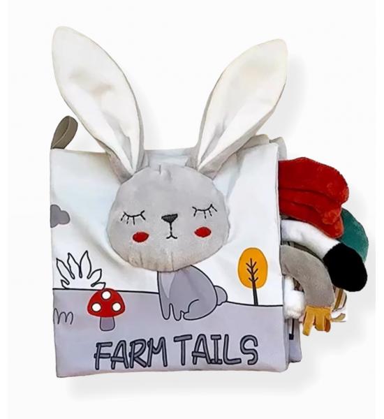 Тактильна книга-шуршалка з піщалкою. Farm tails. Кролик (англійською)