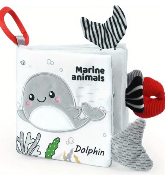 Перша тактильна книга з пищалкою. Дельфін. Marine animals (англійською)